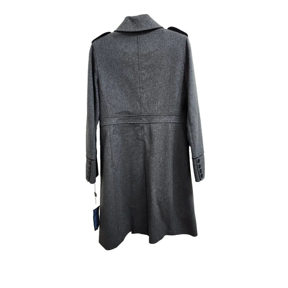 Women's Coat Kenneth Cole Wool Gray Coat Mid Knee Length Size 10 New $370